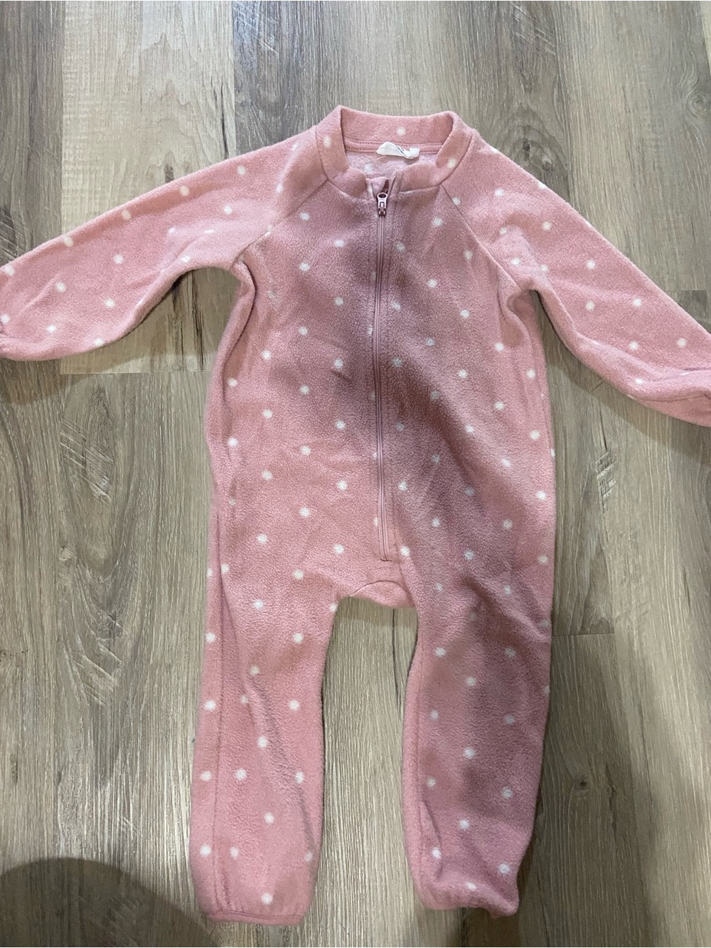 Little Earth Pink and White Polka Dot Fleece Footie